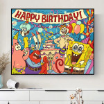 diy digital oil painting wholesale Spongebob cartoon children's hand-painted healing and decompression popular decorative painting