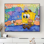 diy digital oil painting wholesale Spongebob cartoon children's hand-painted healing and decompression popular decorative painting