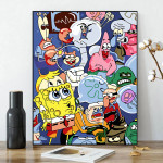 diy digital oil painting wholesale Spongebob cartoon children's hand-painted healing and decompression popular decorative painting