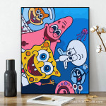 diy digital oil painting wholesale Spongebob cartoon children's hand-painted healing and decompression popular decorative painting