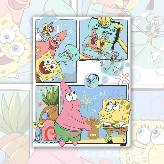 ID:691 - diy digital oil painting manufacturer wholesale children's cartoon animation coloring to relieve boredom puzzle handmade acrylic oil painting