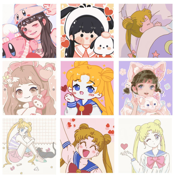 ID:694 - Manufacturer wholesale beautiful girl cinnamon dog series 20*20 children's cartoon diy hand-painted digital oil painting